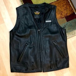 Black Harley Davidson Leather Vest. Vintage.
